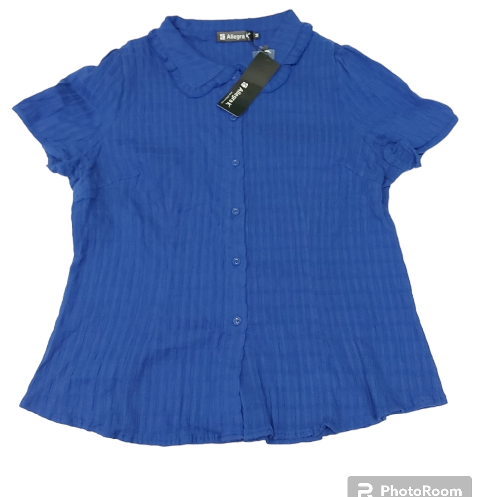 NWT Allegra K Collar Button Down Blouse Purple